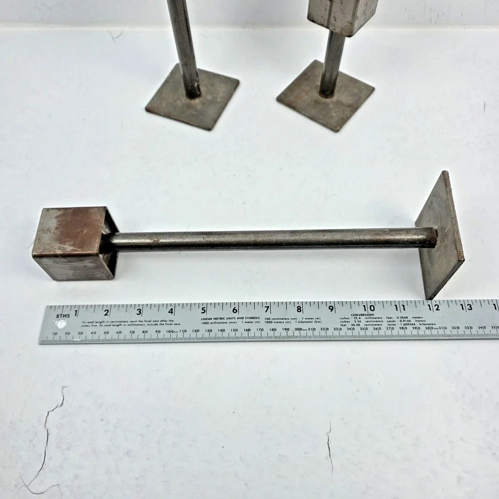 Vtg Candle Holders Set of 3 MCM Brutalist Iron Industrial Minimalist Plant Stand